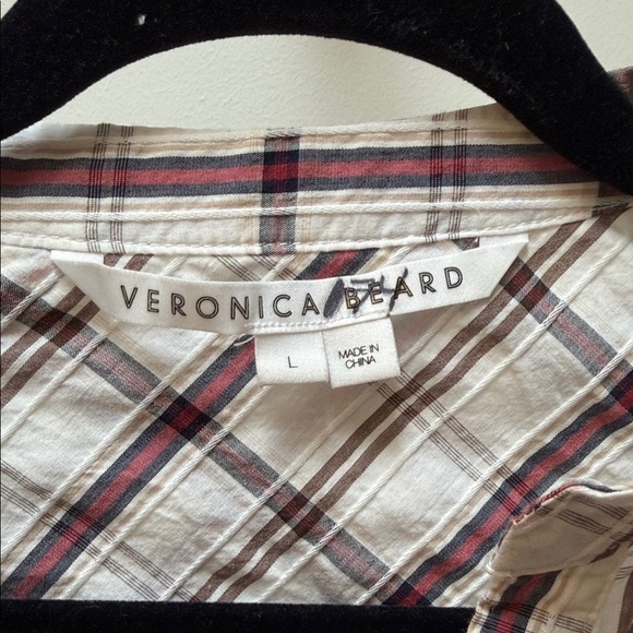 Veronica Beard Plaid Long Sleeve Dress - White, Red, Blue and Brown—Size L - Picture 4 of 9